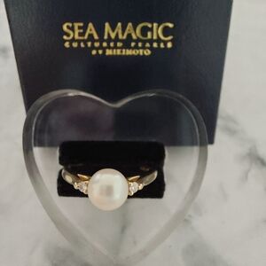 MIKIMOTO Sea Magic Cultured Pearl Ring 14kt With Diamonds